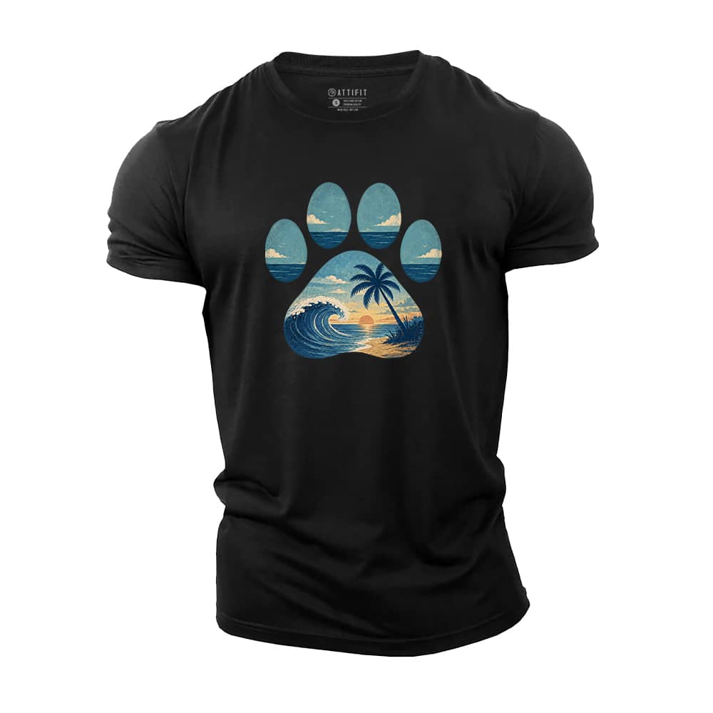 Seaside Paw Cotton T-Shirt