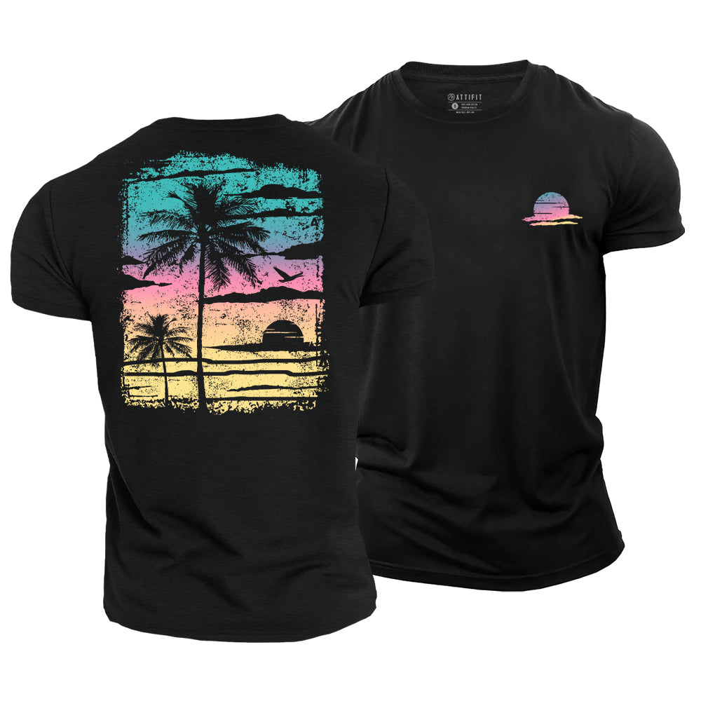 Colorful Palm Poster Cotton T-Shirt