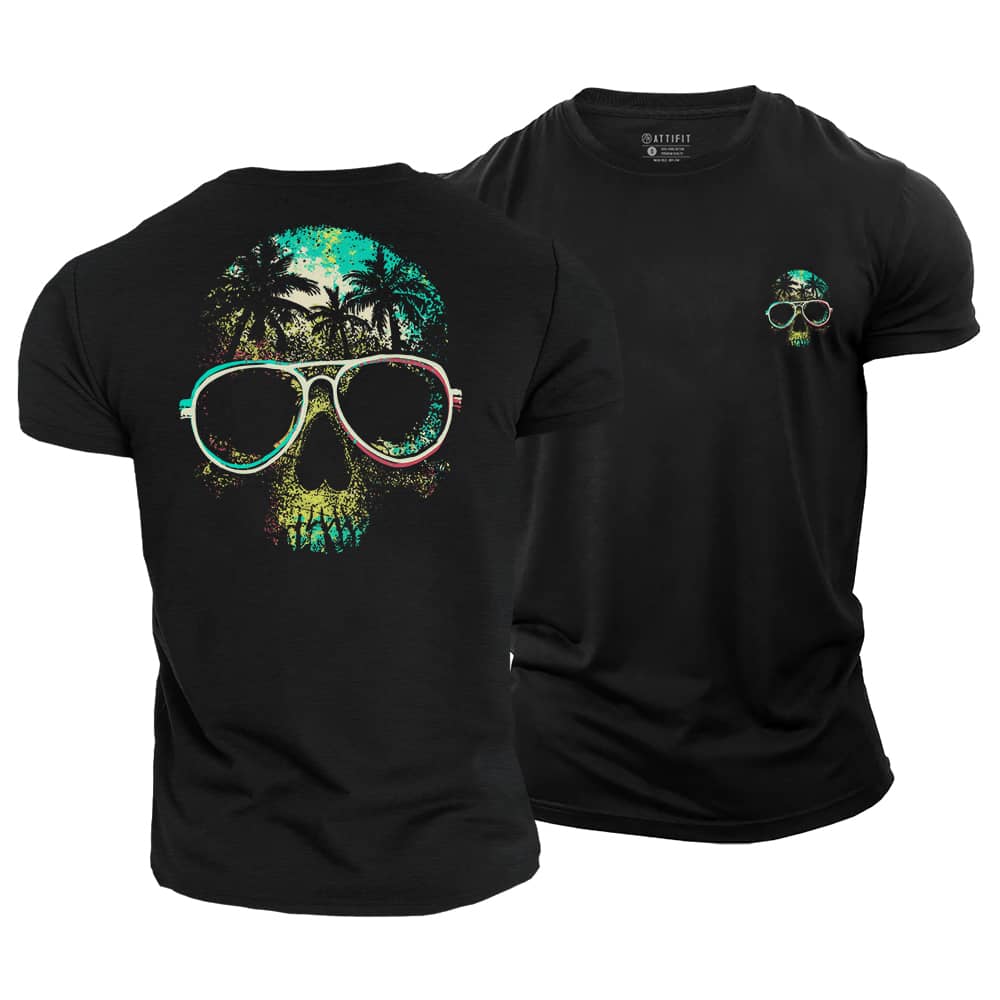 Tropical Skull Cotton T-Shirt
