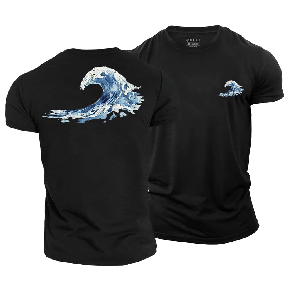 Watercolor Ocean Waves Cotton T-Shirt
