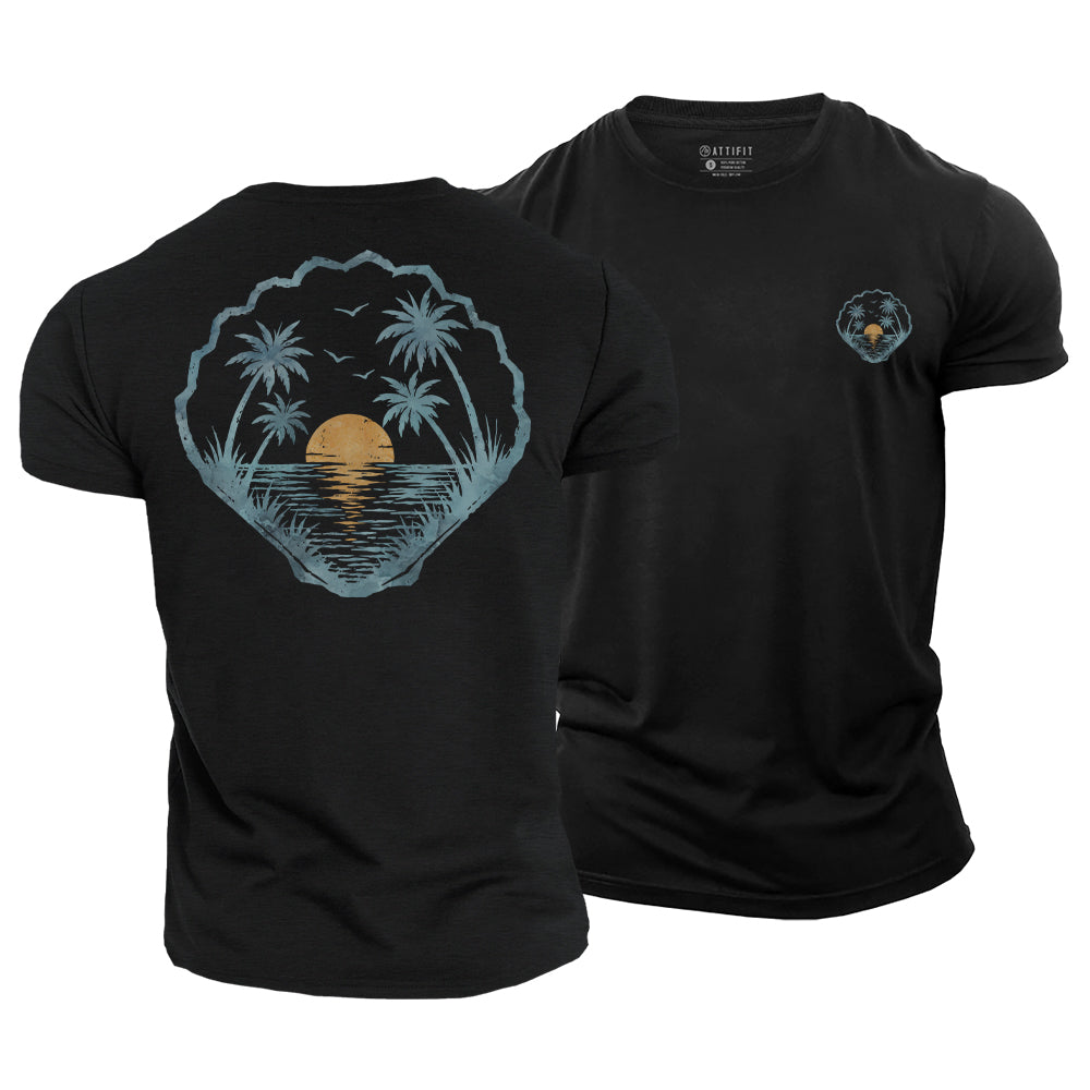 Palm Tree Shell Cotton T-Shirt