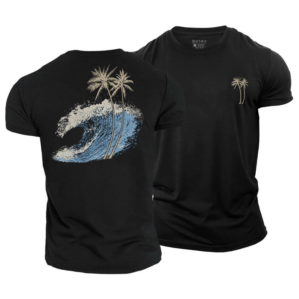 Ocean Wave Palm Cotton T-Shirt