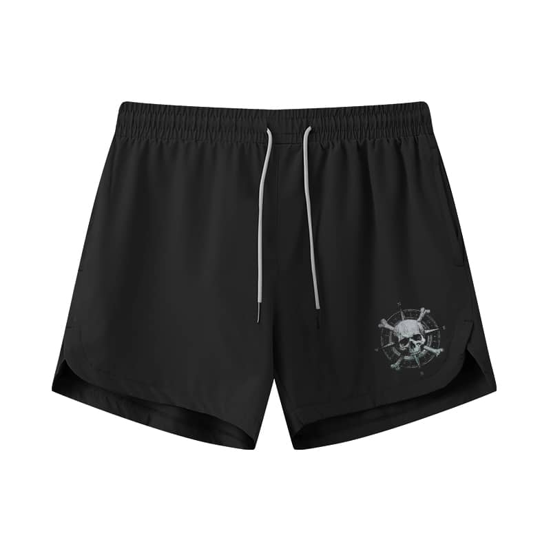Adventure Compass Skull Athletic Quick-Dry Shorts