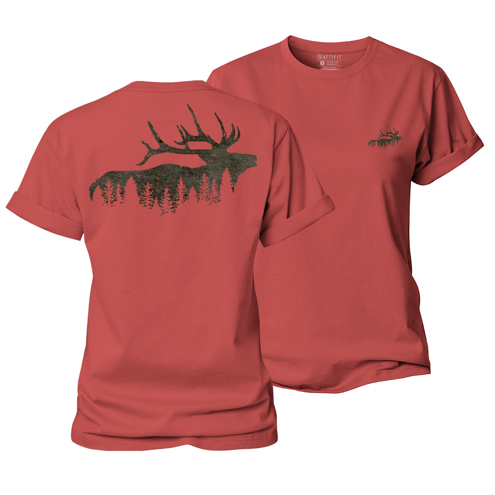 Elk And Forest Women's Cotton T-Shirt