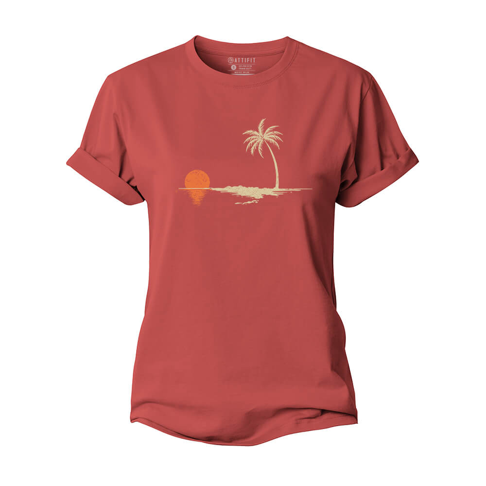 Palm Sunset Reflection Women's Cotton T-Shirt
