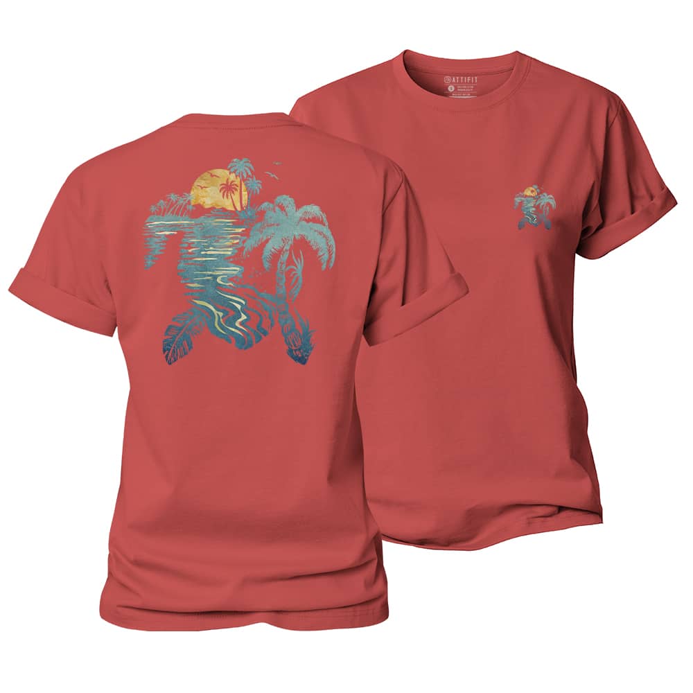 Turtle Palm Reflection Women's Cotton T-Shirt