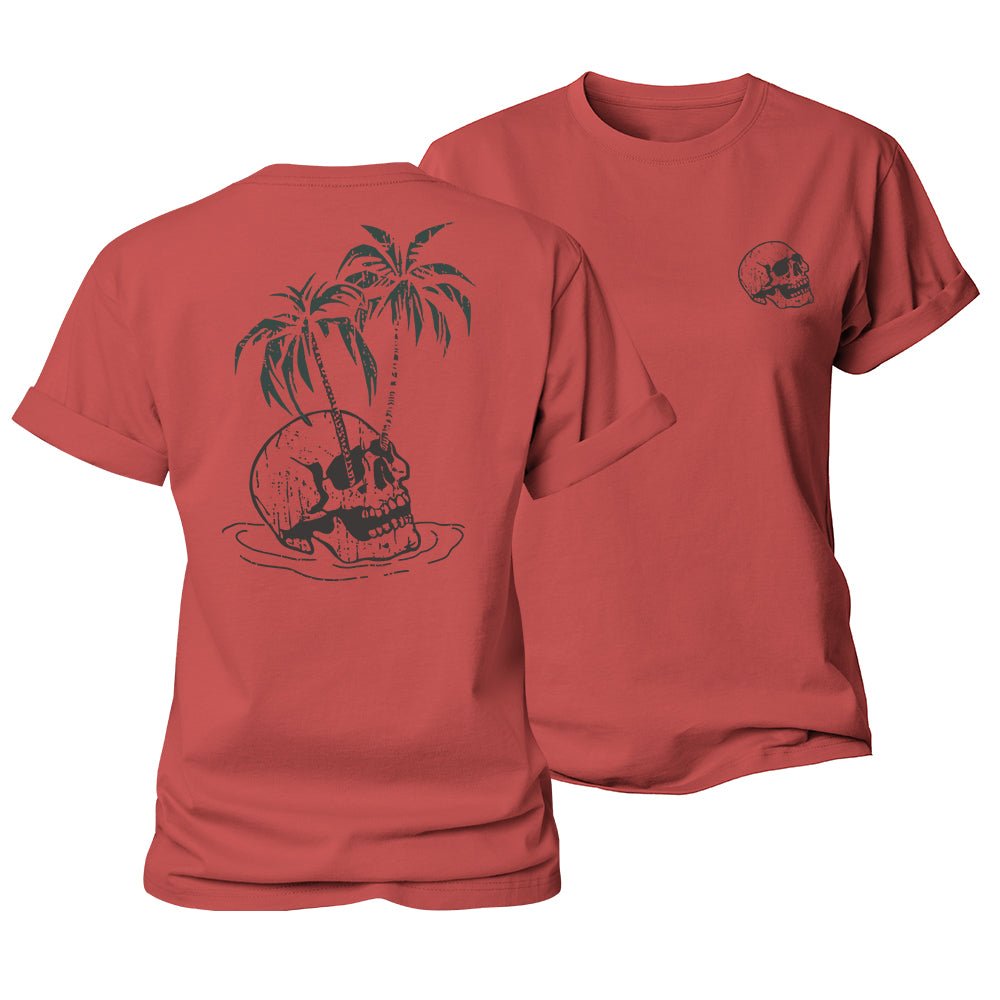 Skull Palm Tree Women's Cotton T-Shirt