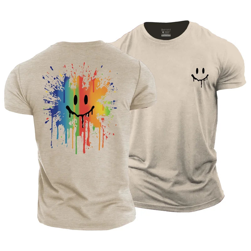 Rainbow Smiley Graphic Cotton T-shirts