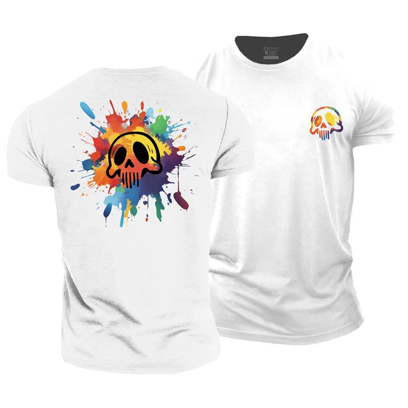 Watercolor Skull Cotton T-shirts