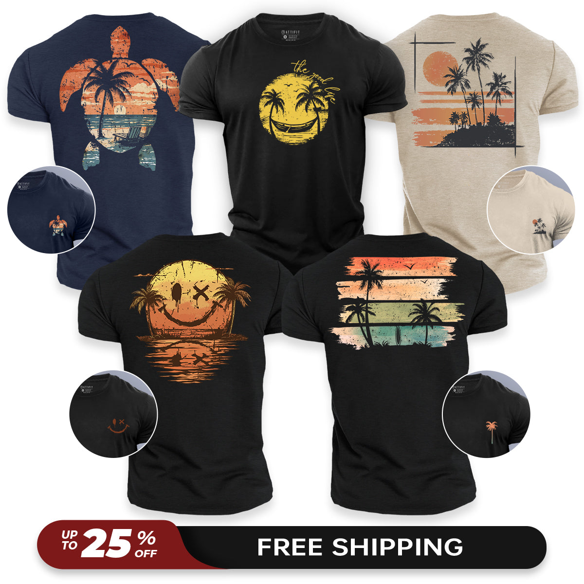 Sunset Vibe 5-Pack - Cotton T-Shirts