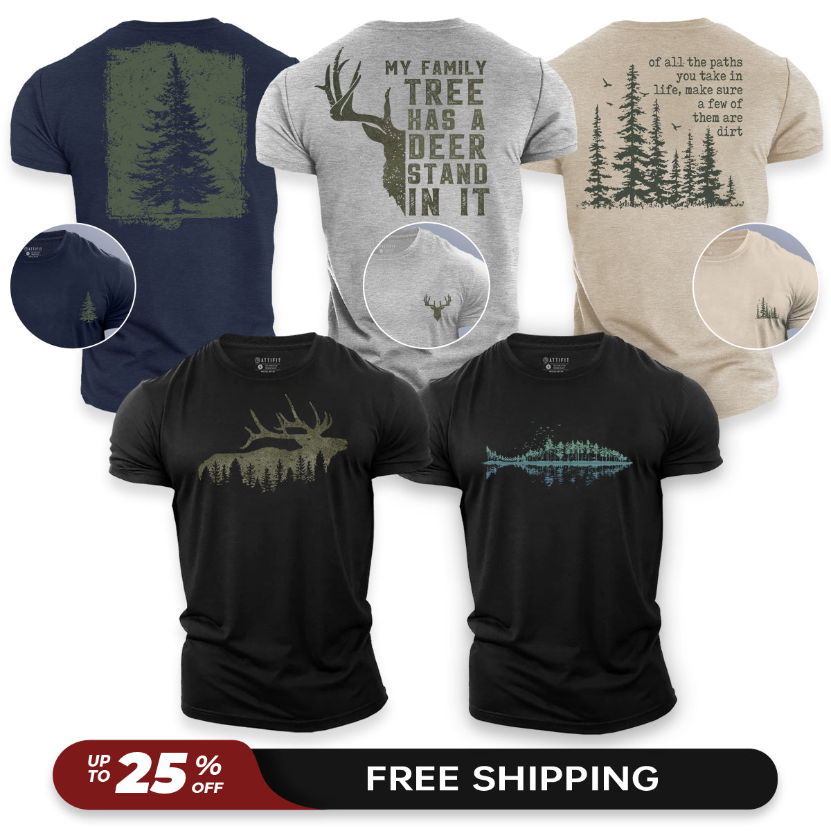 Wild Nature 5-Pack - Cotton T-Shirts