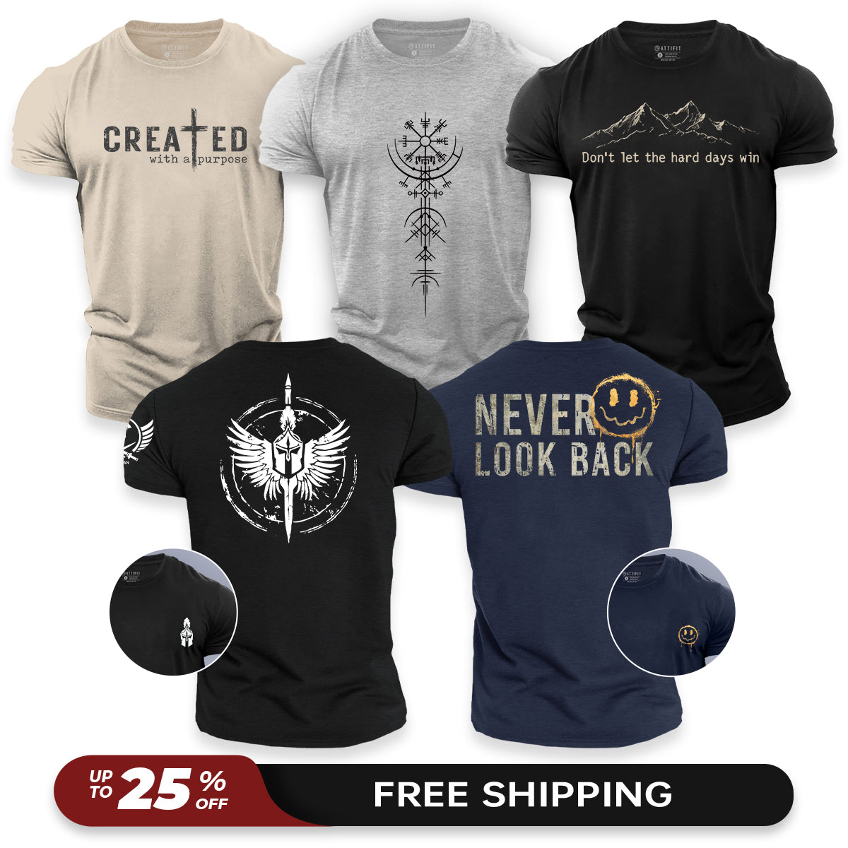Faith & Strength 5-Pack - Cotton T-Shirts