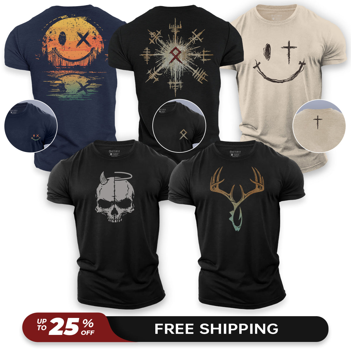 Sacred Symbols 5-Pack - Cotton T-Shirts