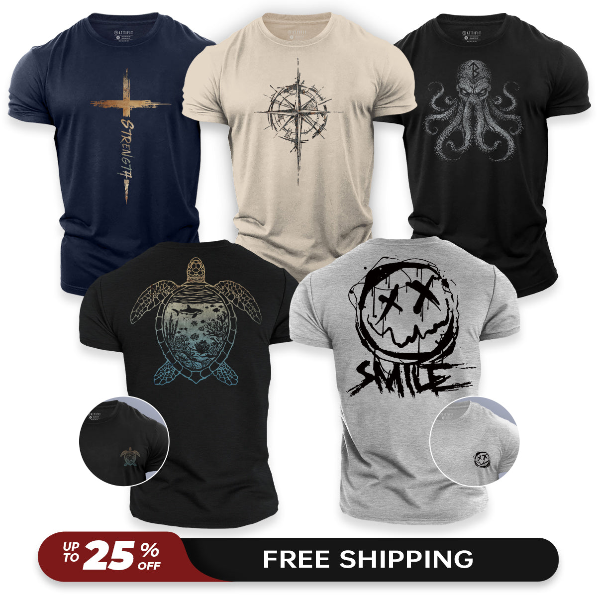 Raw Spirit 5-Pack - Cotton T-Shirts