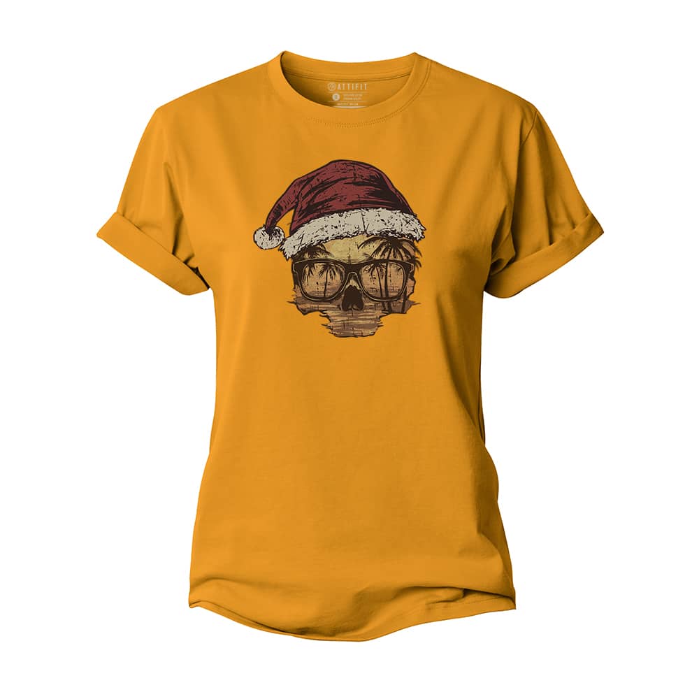 Christmas Sunset Skull Women's Cotton T-Shirt