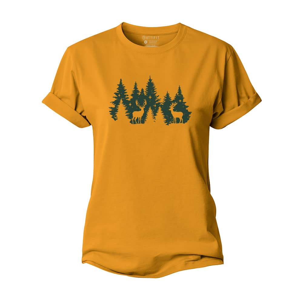 Christmas Forest Deer Women's Cotton T-Shirt