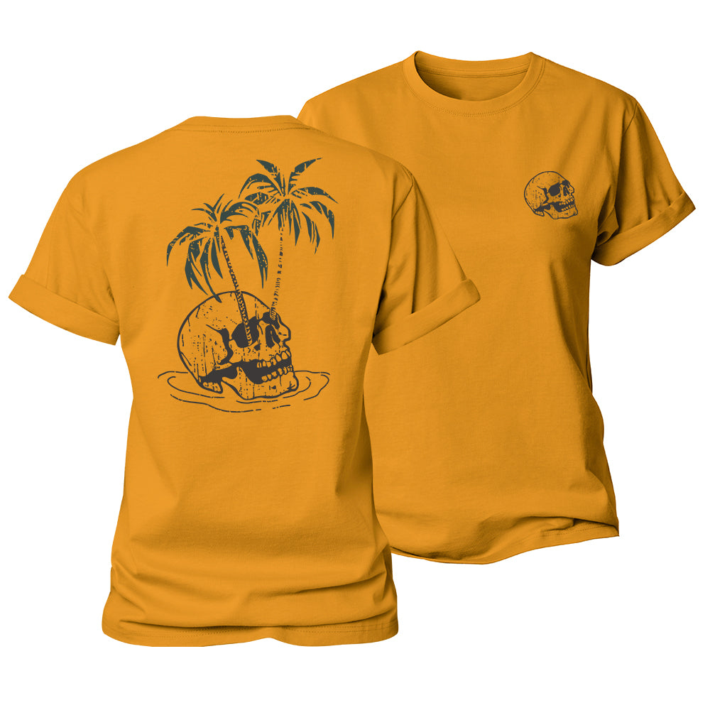 Skull Palm Tree Women's Cotton T-Shirt