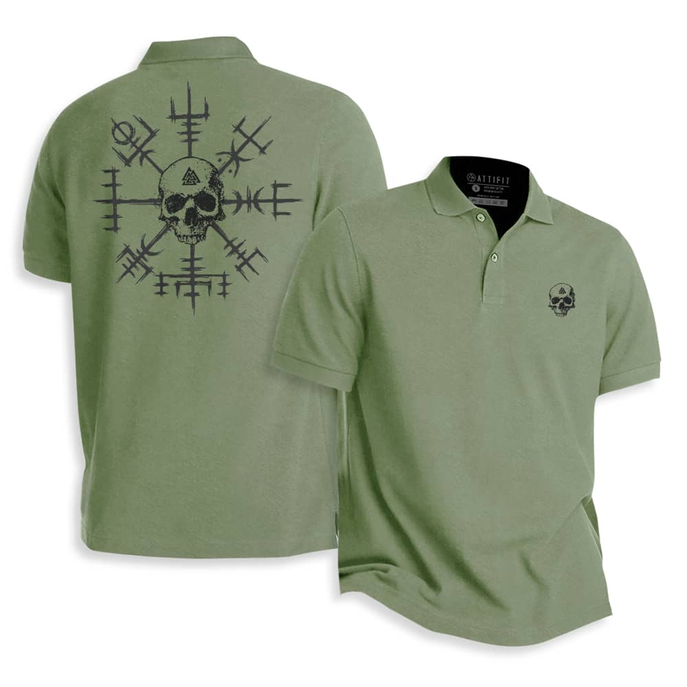 Viking Compass Skull Polo Shirt