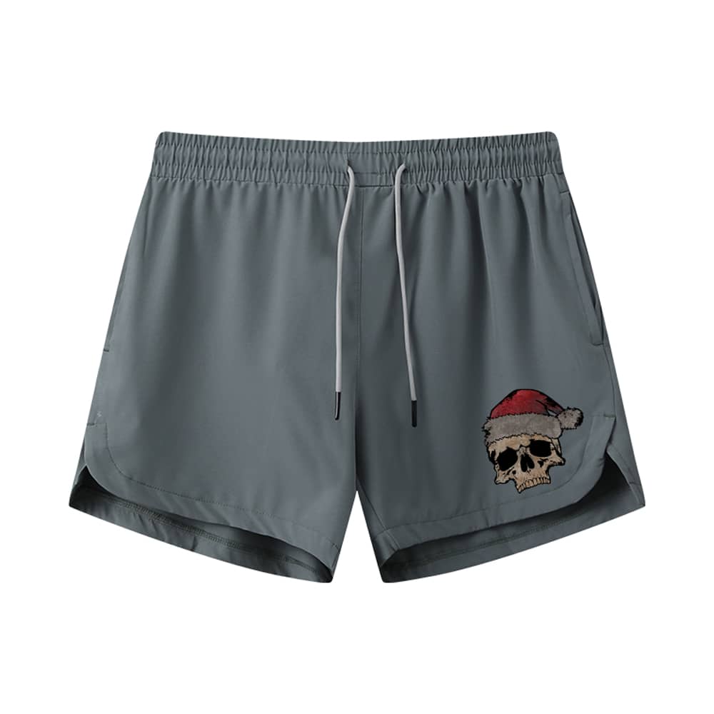 Christmas Skull Athletic Quick-Dry Shorts