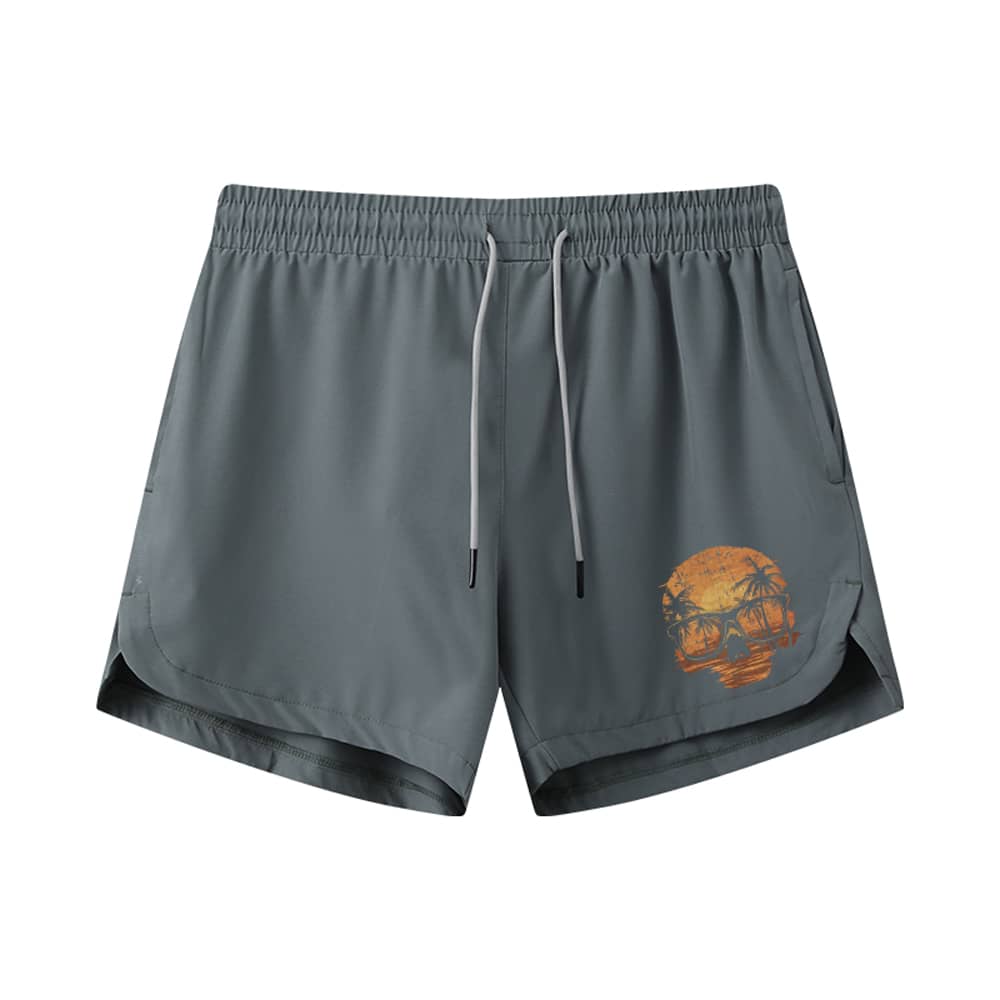 Sunset Skull Athletic Quick-Dry Shorts