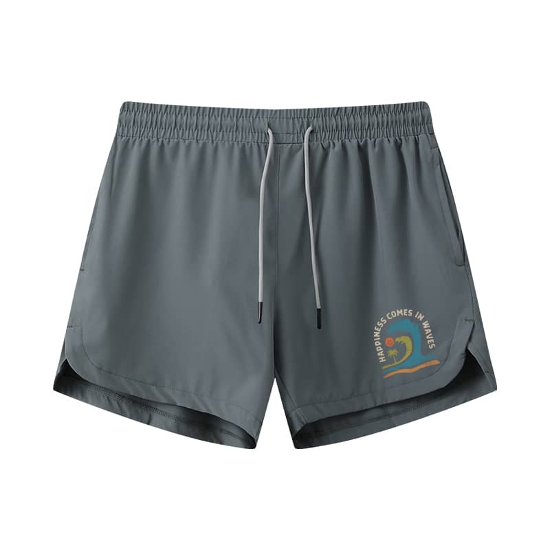 Happiness Comes In Waves Athletic Quick-Dry Shorts
