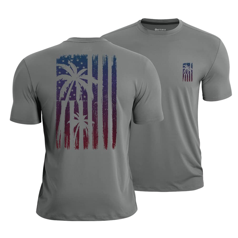 Sunset Palm Flag Quick-Dry T-Shirt
