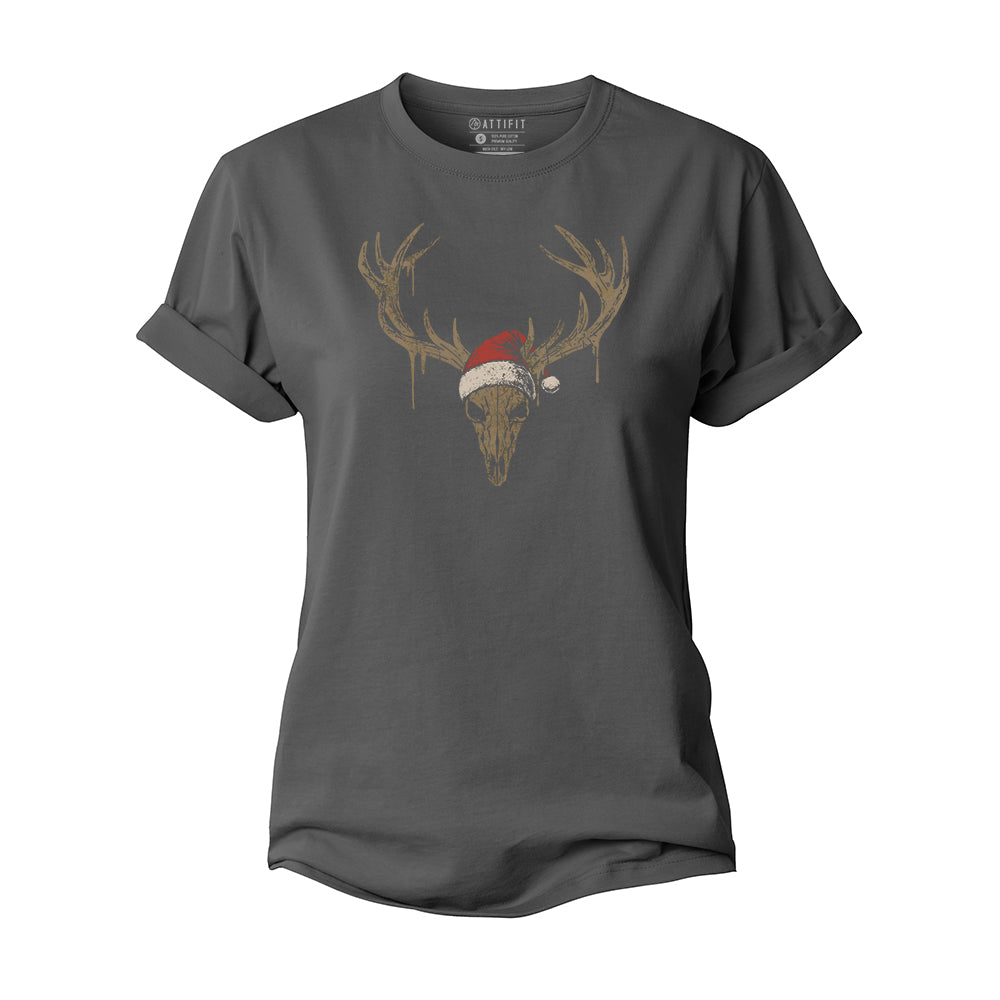 Christmas Elk Skull Women's Cotton T-Shirt