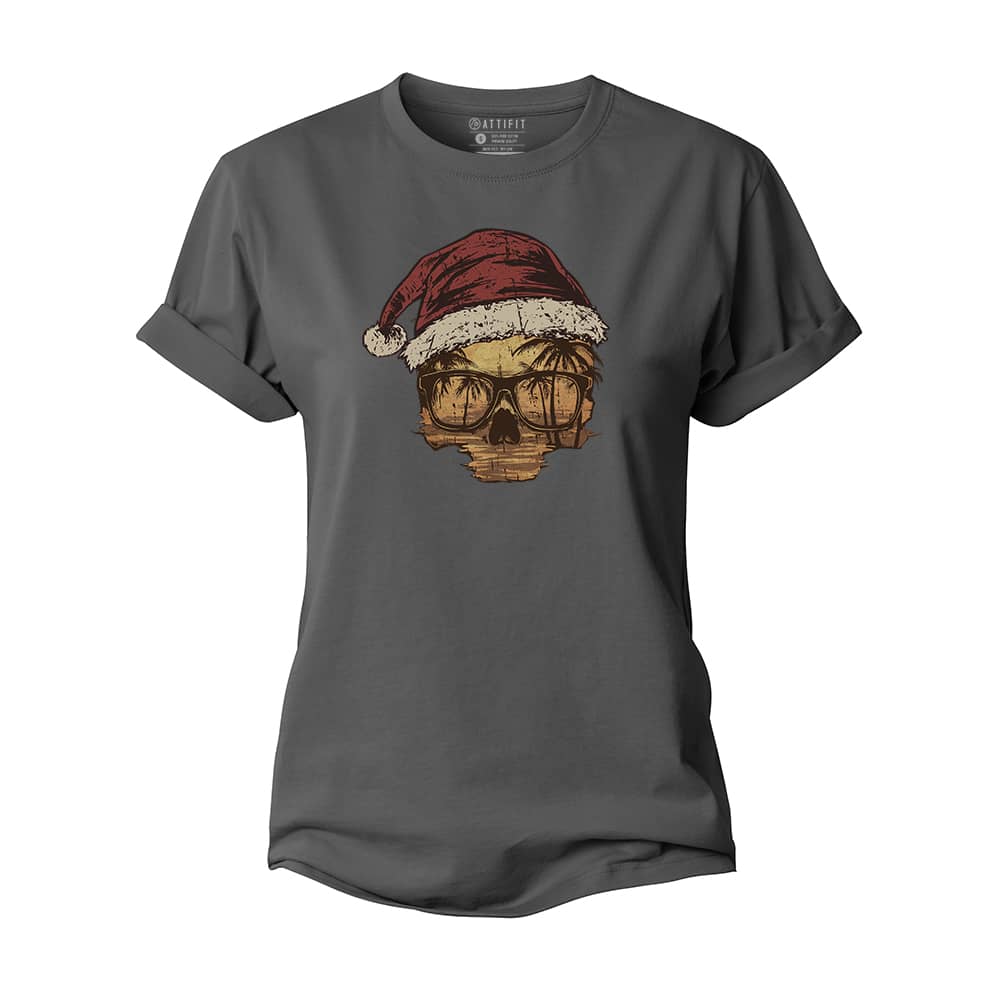 Christmas Sunset Skull Women's Cotton T-Shirt