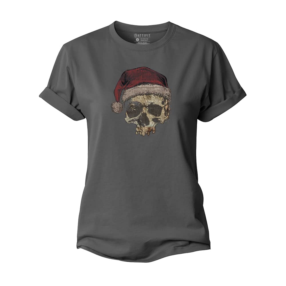 Christmas Skull Newspaper Women's Cotton T-Shirt