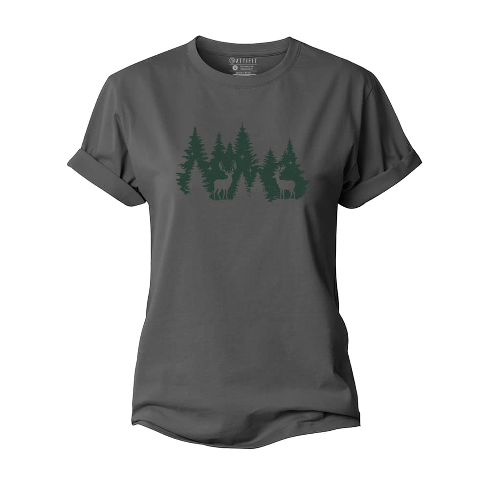 Christmas Forest Deer Women's Cotton T-Shirt