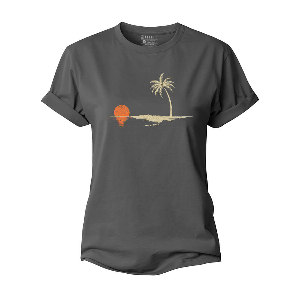 Palm Sunset Reflection Women's Cotton T-Shirt