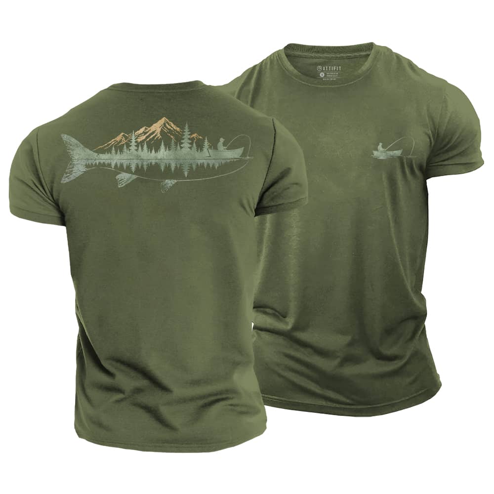 Fishing Reflection Cotton T-Shirt