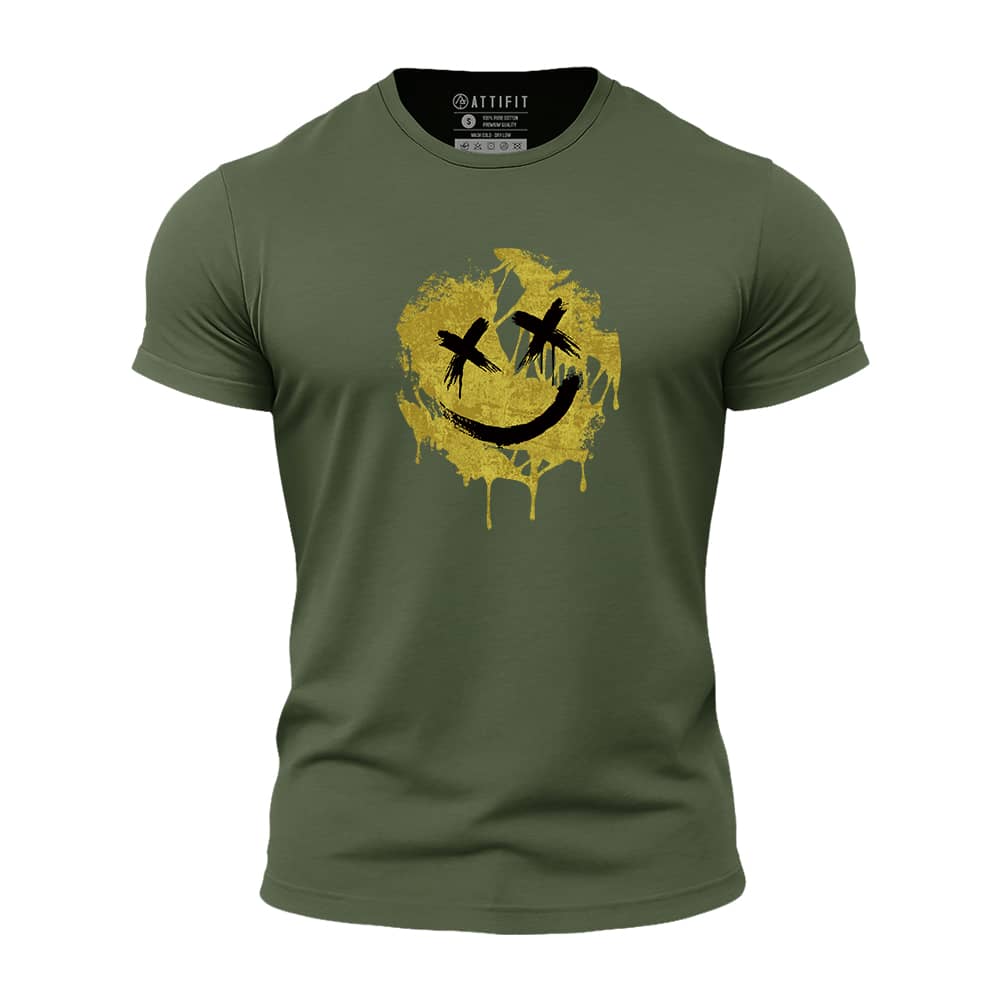 Cracked Smiley Athletic Quick-Dry T-Shirt