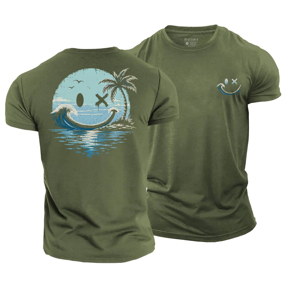 Smiley Wave Palm Cotton T-Shirt