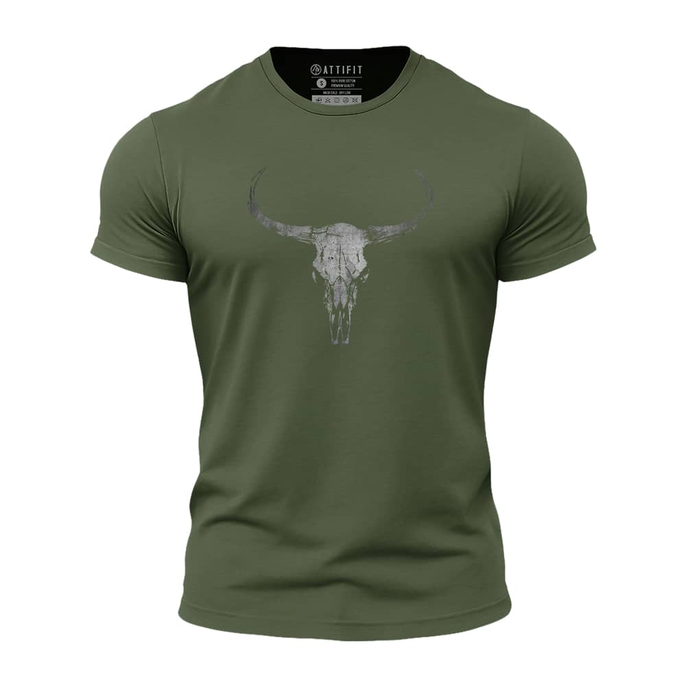 Dark Bull Skull Athletic Quick-Dry T-Shirt