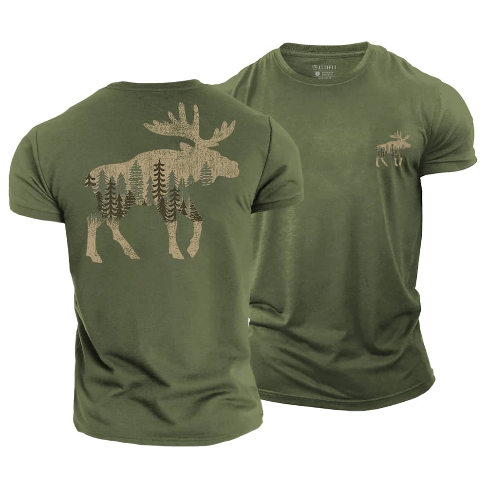 Moose Forest Cotton T-Shirt