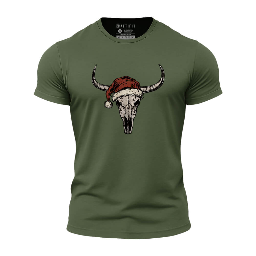 Christmas Bull Skull Athletic Quick-Dry T-Shirt