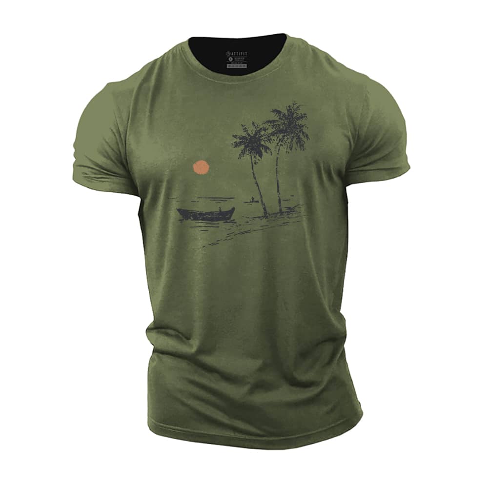 Simple Beach View Cotton T-Shirt