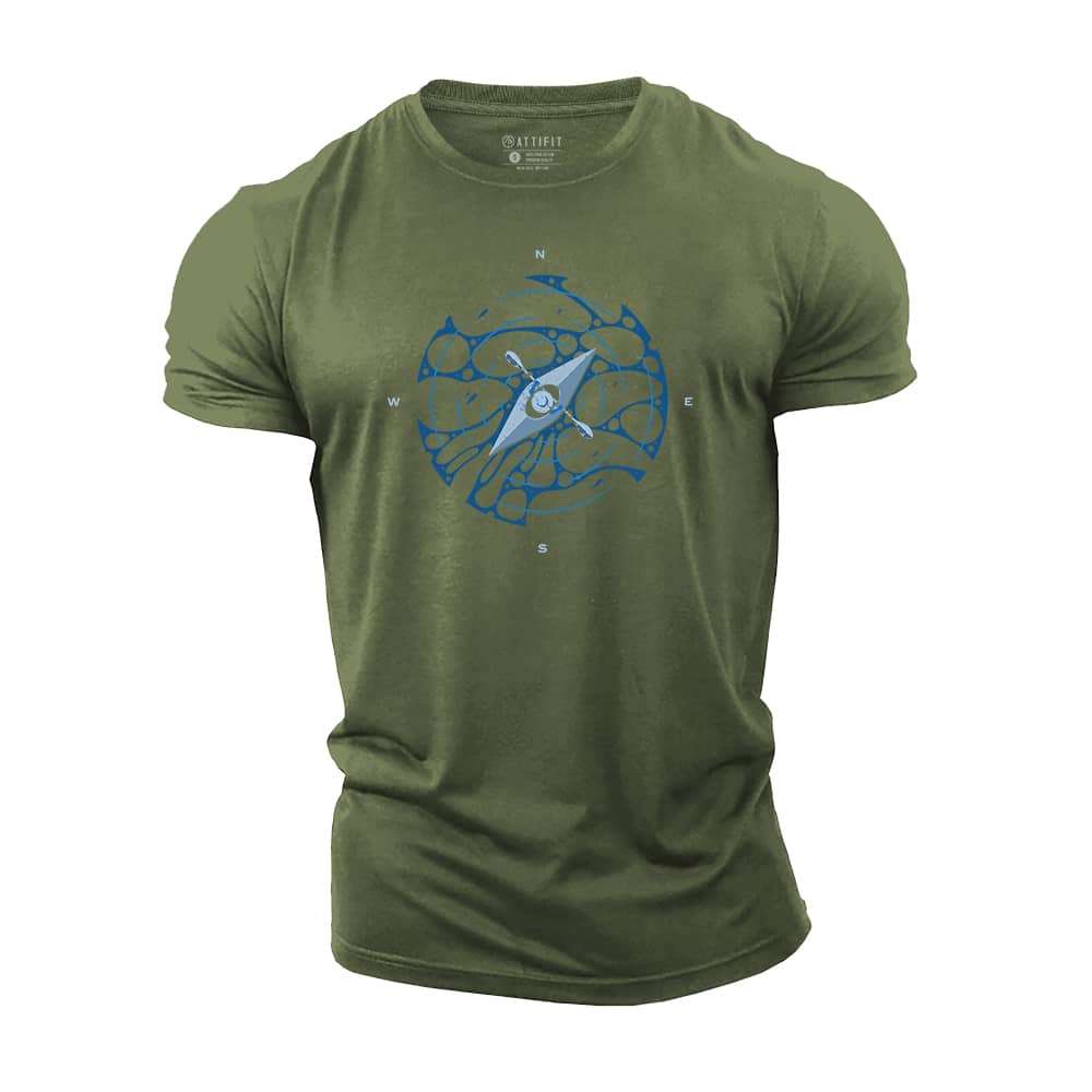 Lake Boat Compass Cotton T-Shirt