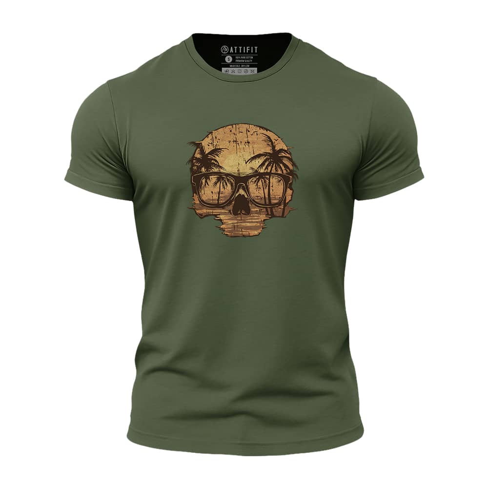 Sunset Skull Athletic Quick-Dry T-Shirt