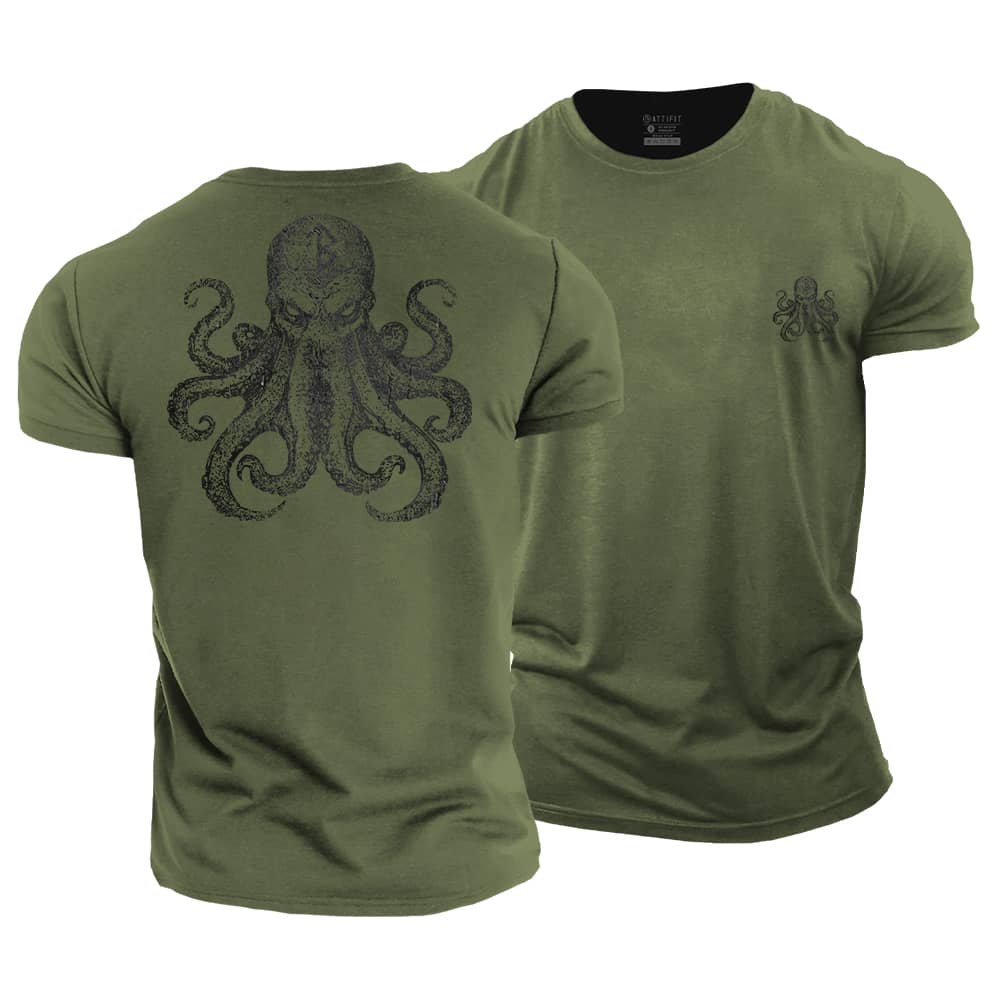 Viking Rune Octopus Cotton T-Shirt