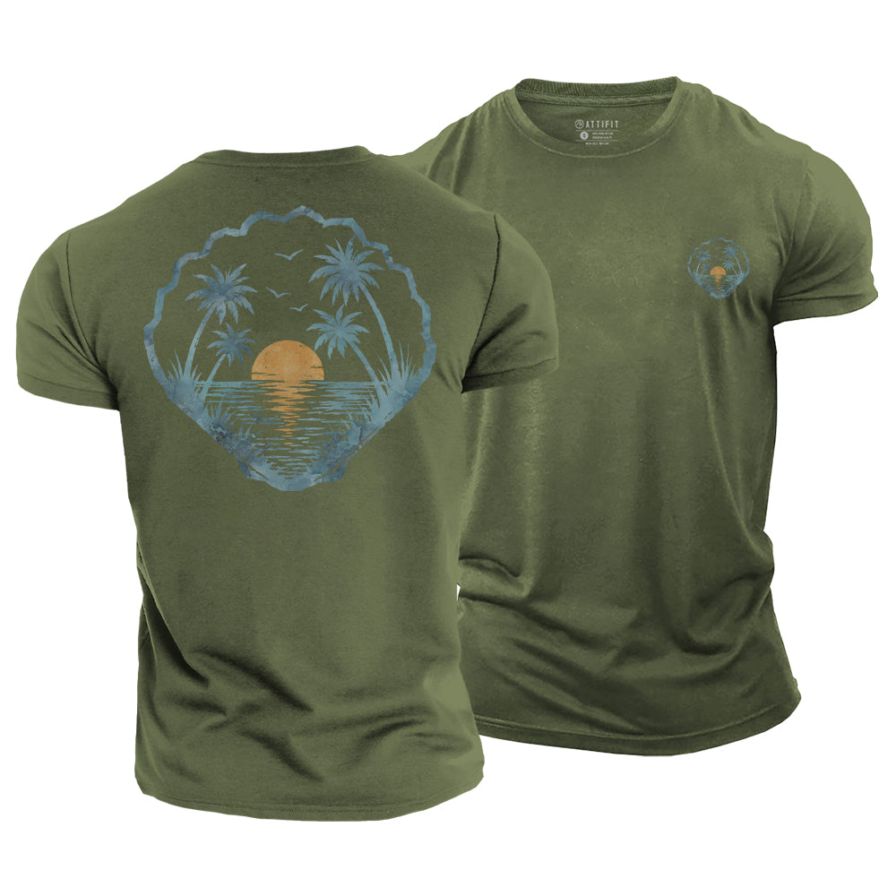 Palm Tree Shell Cotton T-Shirt