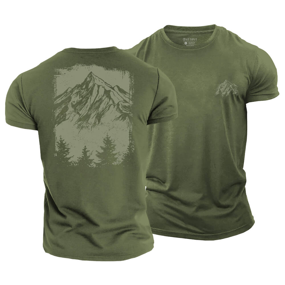 Mountain Tree Silhouette Cotton T-Shirt