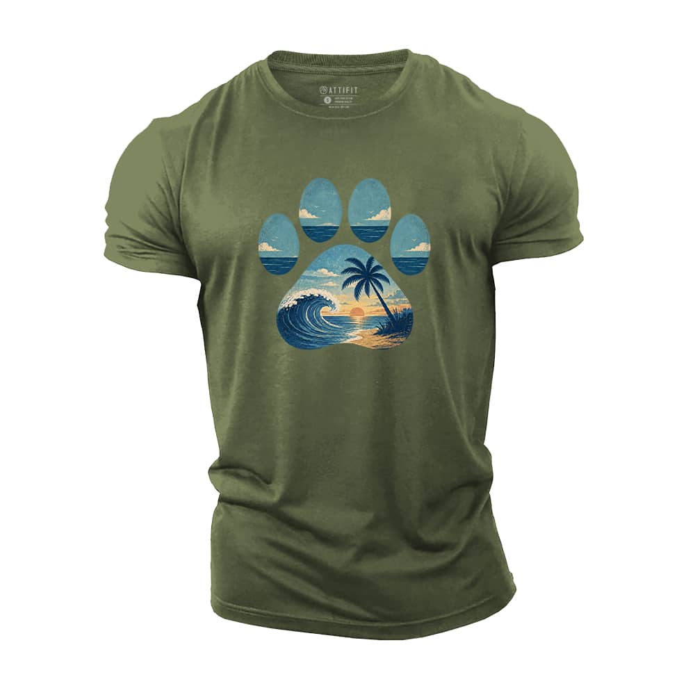 Seaside Paw Cotton T-Shirt