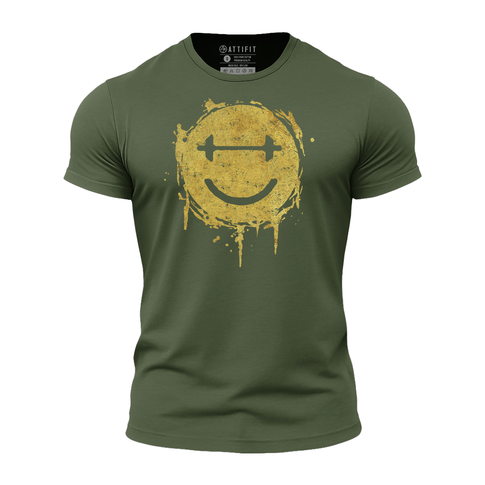 Dumbbell Smiley Athletic Quick-Dry T-Shirt
