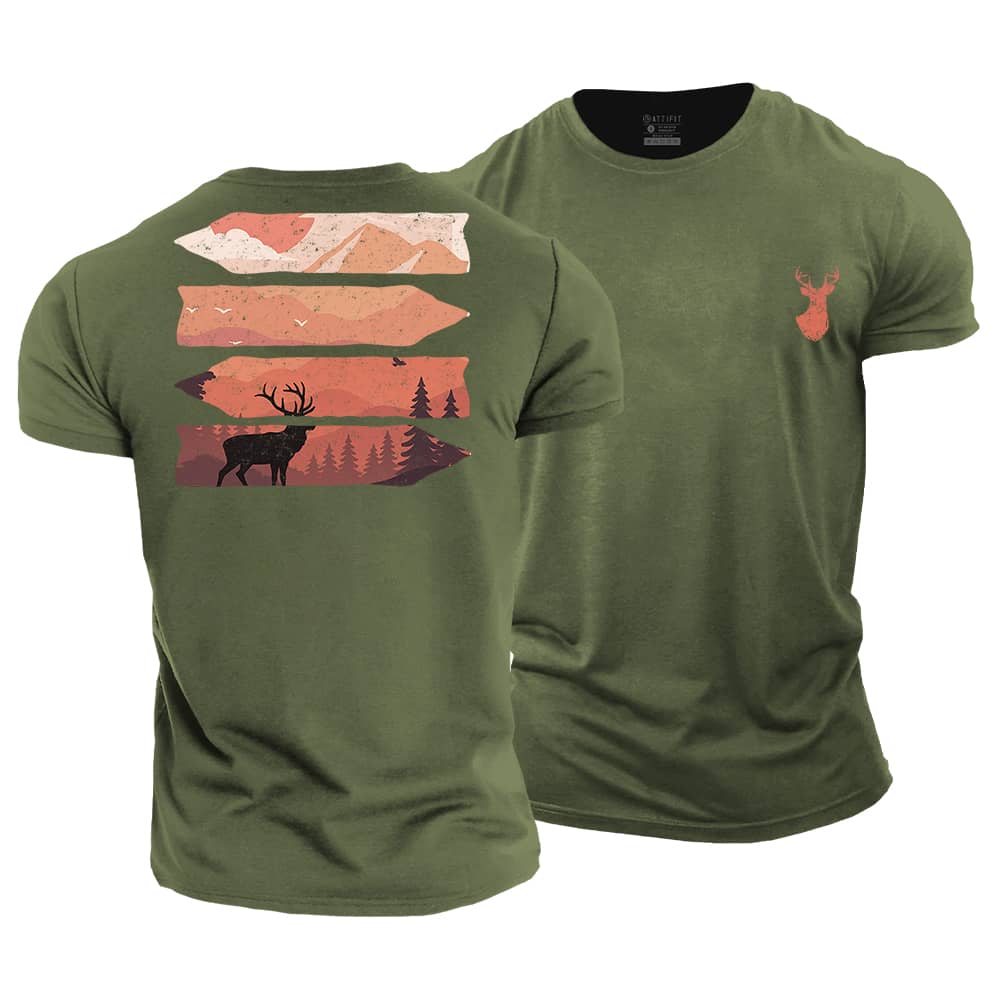 Elk In Forest Cotton T-Shirt