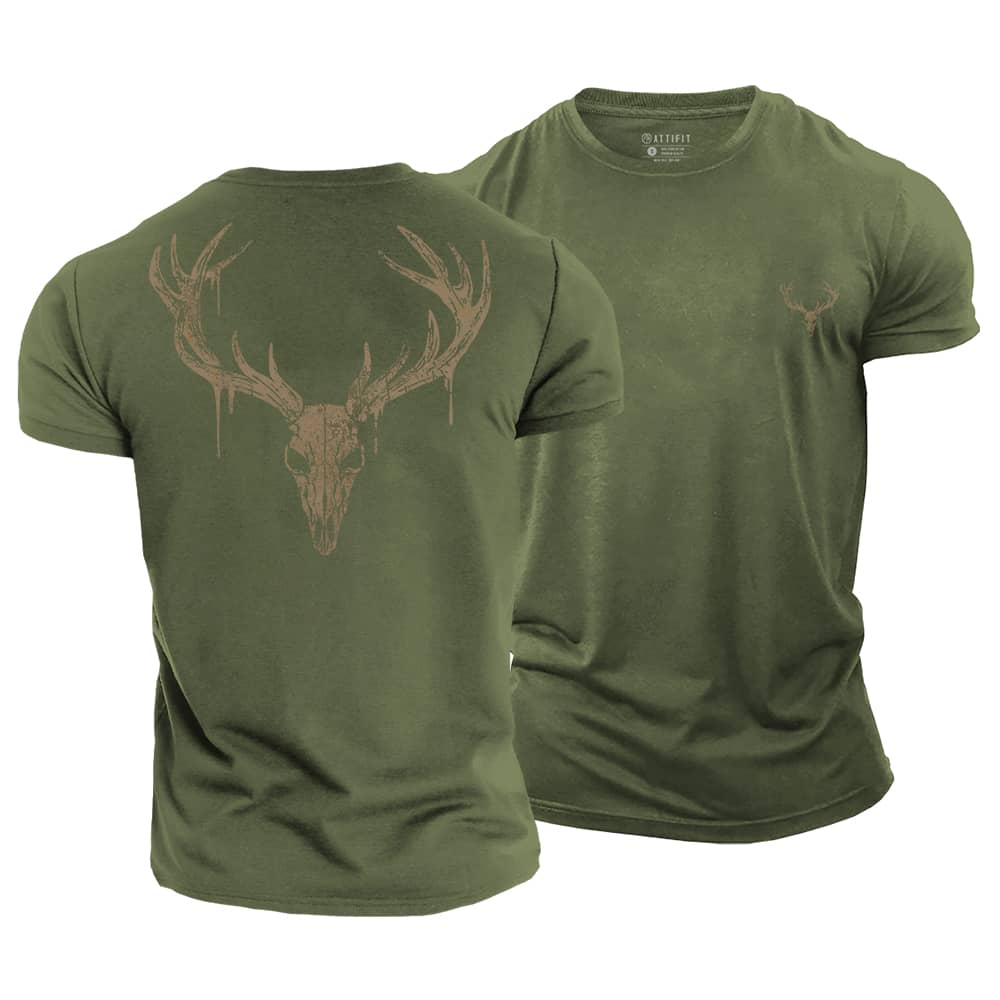 Elk Skull Cotton T-Shirt