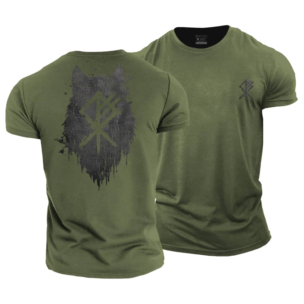 Viking Wolf Silhouette Cotton T-Shirt