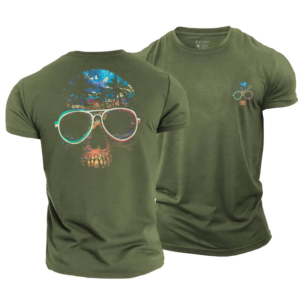 Tropical Skull Cotton T-Shirt