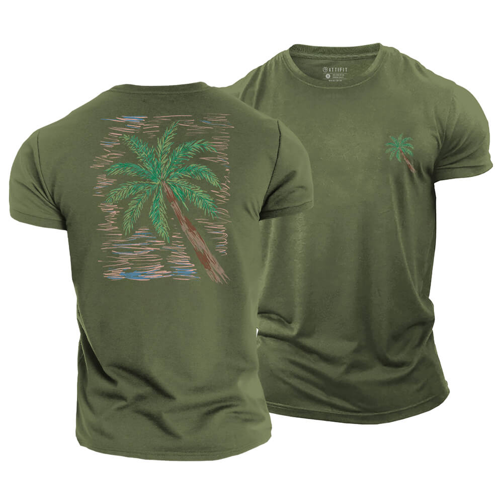 Sketch Palm Cotton T-Shirt